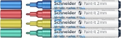 Metálfényű marker készlet, 2 mm, SCHNEIDER "Paint-It 011", 4 különböző szín