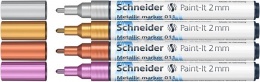 Metálfényű marker készlet, 2 mm, SCHNEIDER "Paint-It 011", 4 különböző szín